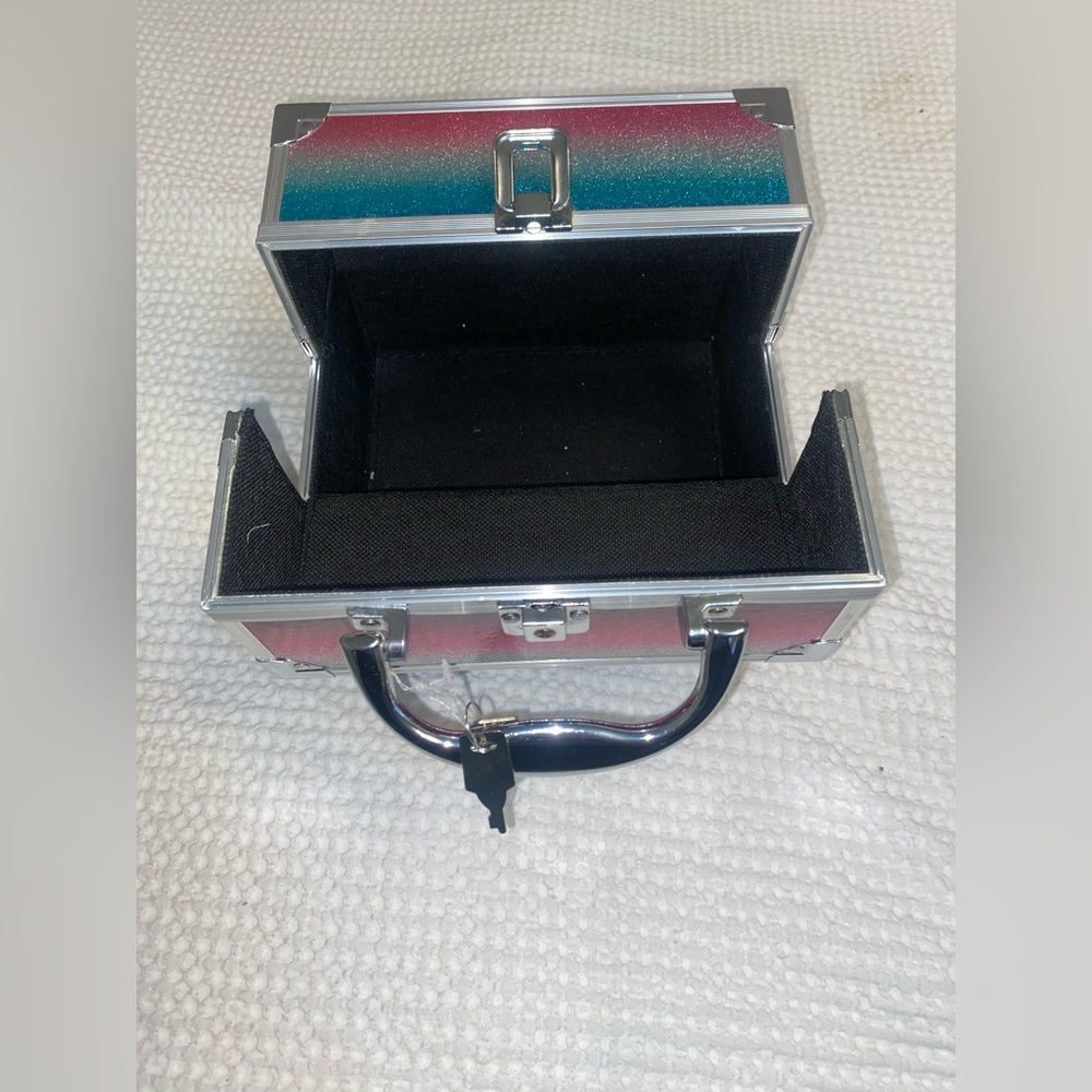 Glitter Box With Key/ Makeup, Hair accessories, Pencil Case etc.
